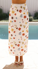 Vaiana Maxi Skirt - Cream / Floral