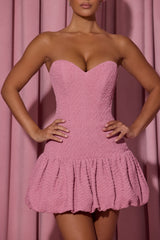 Lavinia-Cut-Out Bubble Hem Corset Mini Dress in Dusty Pink