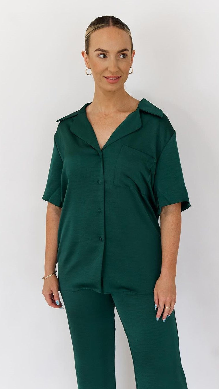 Courtney Button Up Shirt - Emerald
