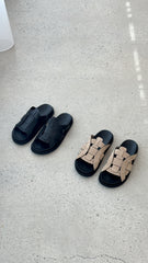 Pasquale Slides - Black leather