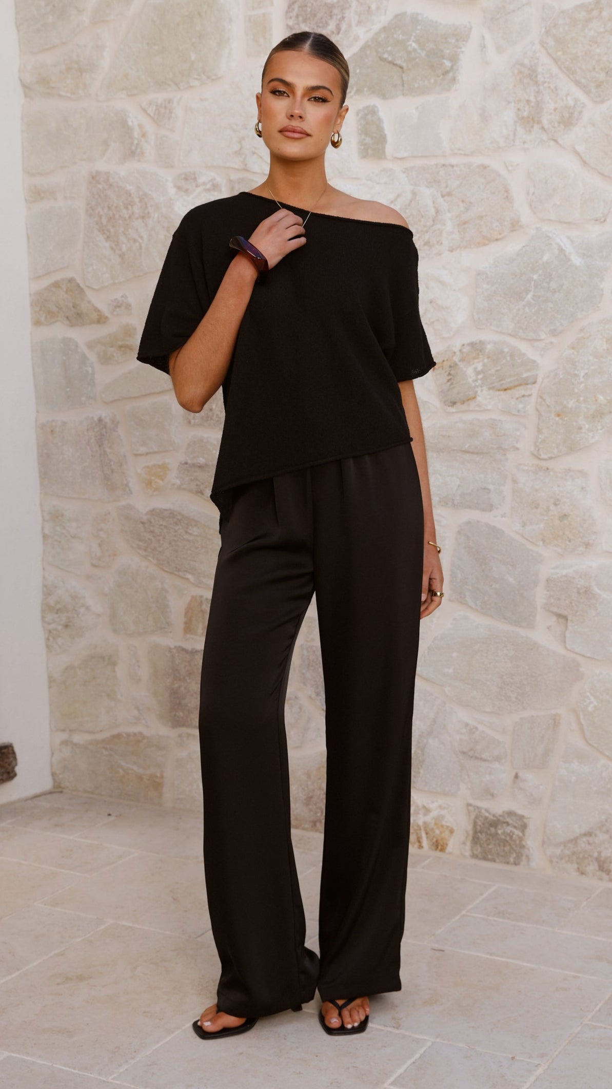 Blair Off Shoulder Tee - Black