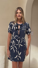 Vida Tie up Mini Dress - Ayana Print