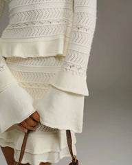 Beige Ruffle Bell Sleeve Tee
