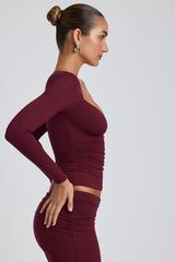 Emry-Modal Ruched Long-Sleeve Top in Plum