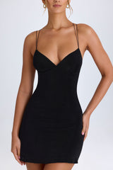 Tesni-Strap-Detail Halterneck Mini Dress in Black