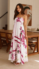 Kaethe Maxi Dress - White/Pink