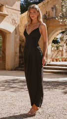 Charlotte Draped Maxi Dress -Black