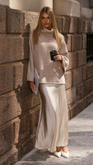 Darina Bias Cut Maxi Skirt - Champagne