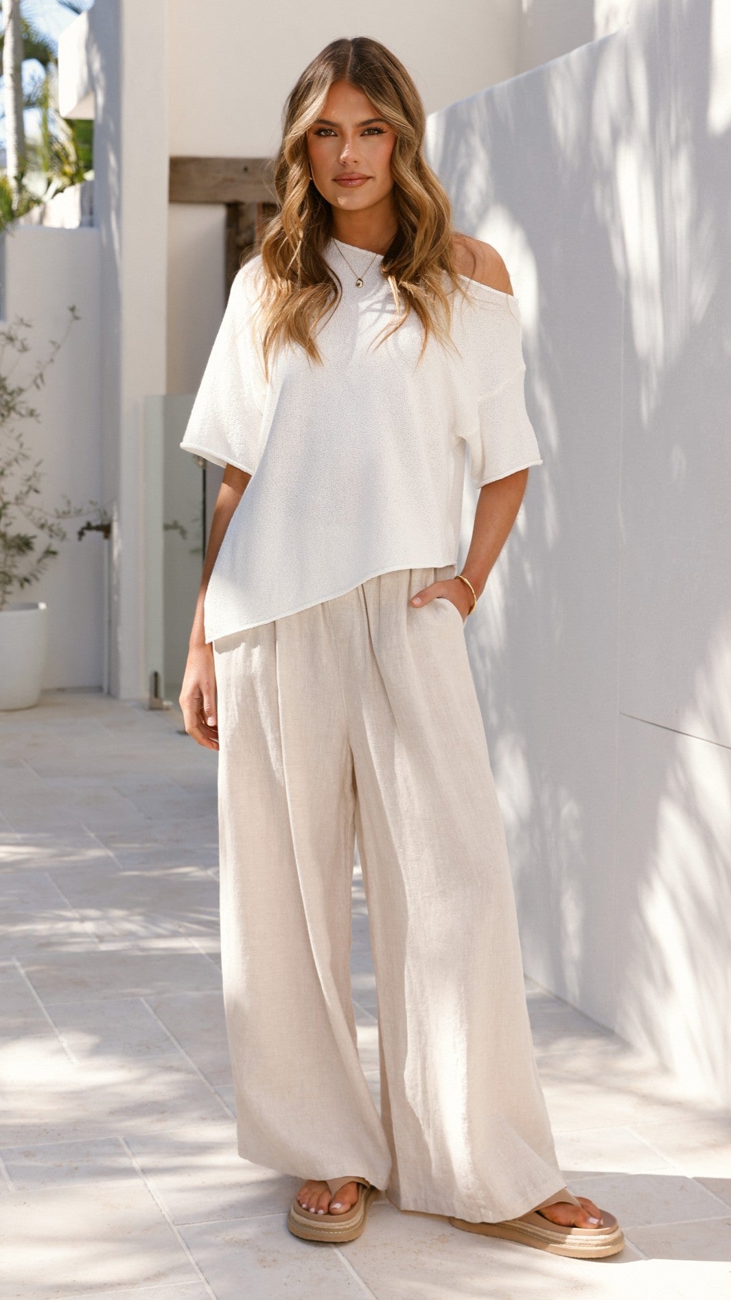 Blair Off Shoulder Tee - White