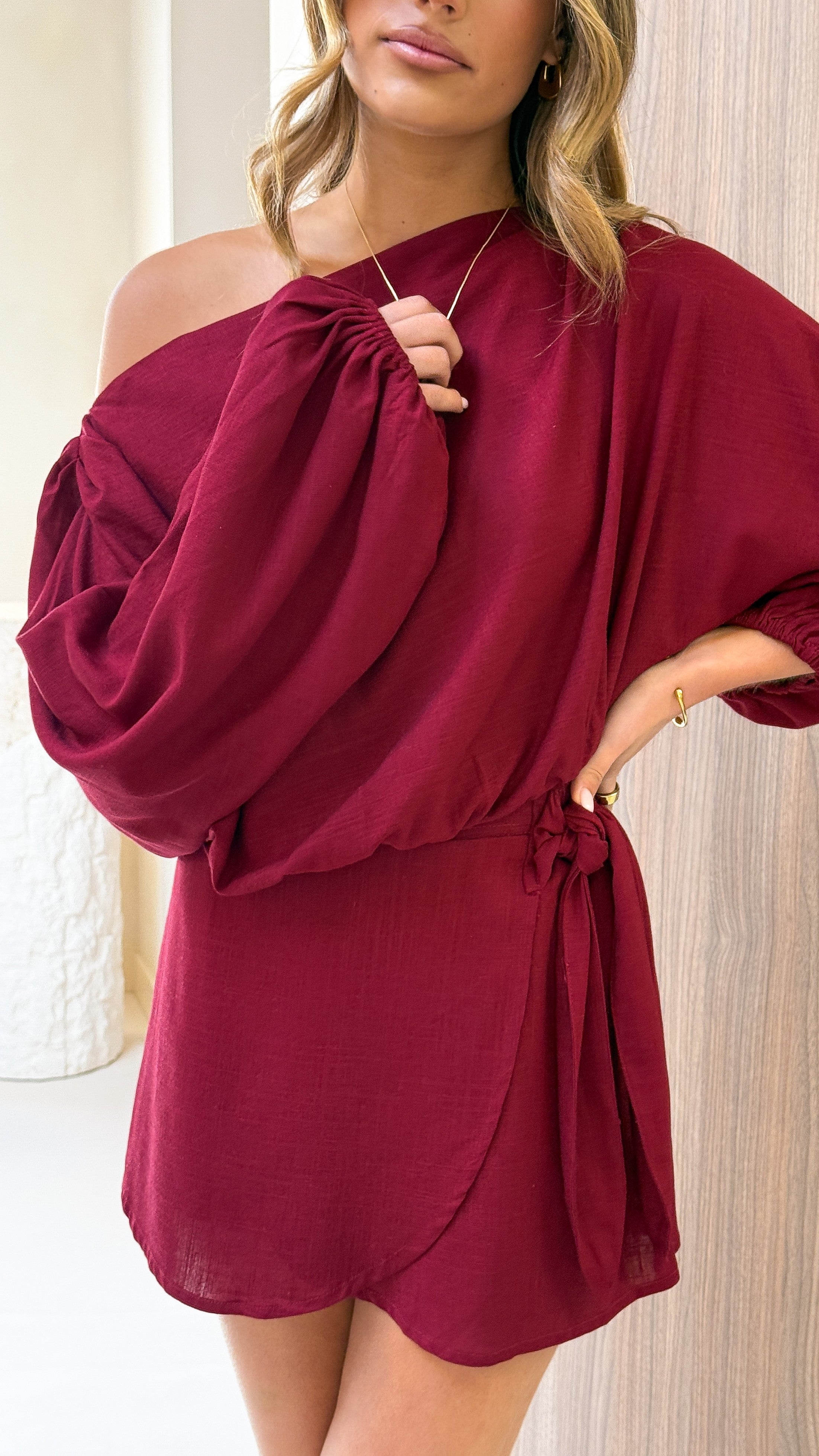 Fletcher Wrap Skort - Burgundy