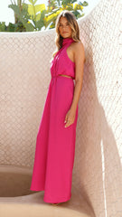 Lara Halter Neck Wide Leg Jumpsuit - Pink