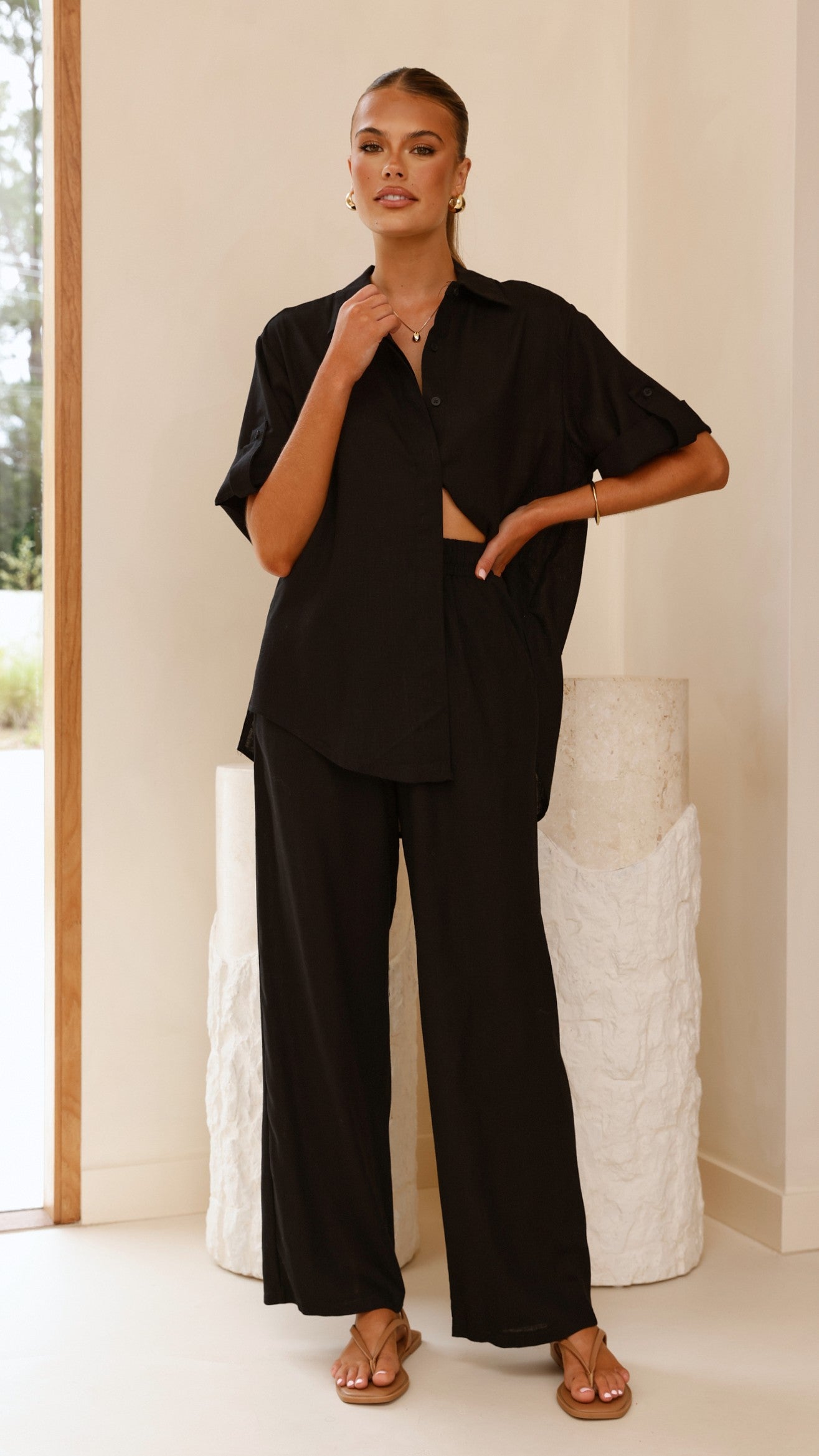 Vallerie Button Up Shirt - Black