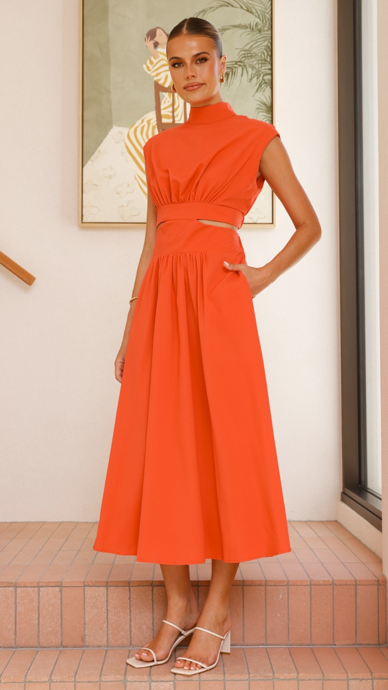 Maddison Midi Dress - Orange