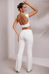 Katya-Mid-Rise Straight Leg Trousers in White