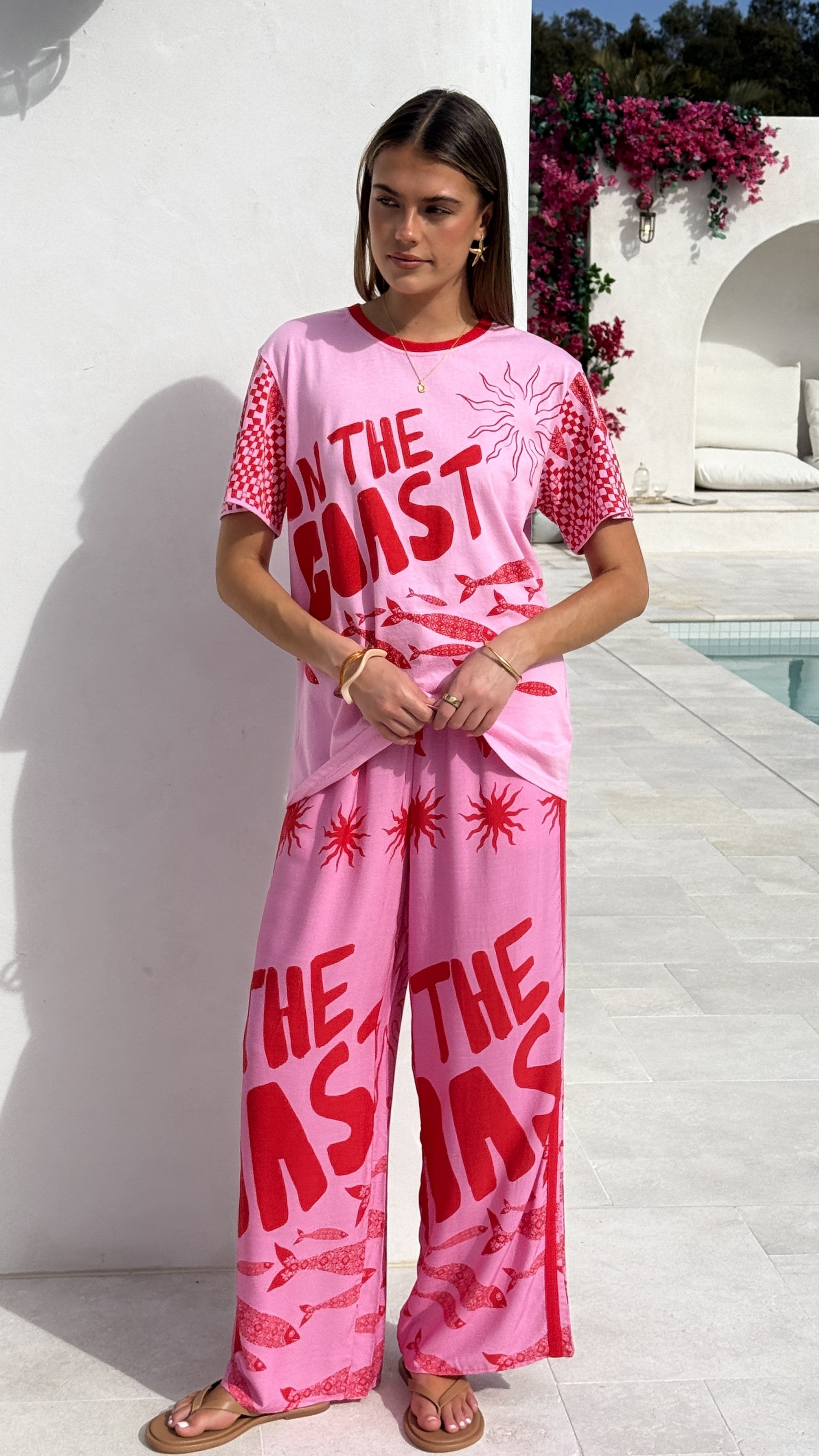 Kanya Pants - Pink/Red Tide