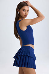 Kadie-Open-Front Crop Top in True Navy