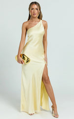 Zahra Maxi Dress - One Shoulder Tie Back Dress in Lemon