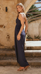 Charlotte Draped Maxi Dress - Navy