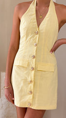 Halzie Mini Dress - Lemon