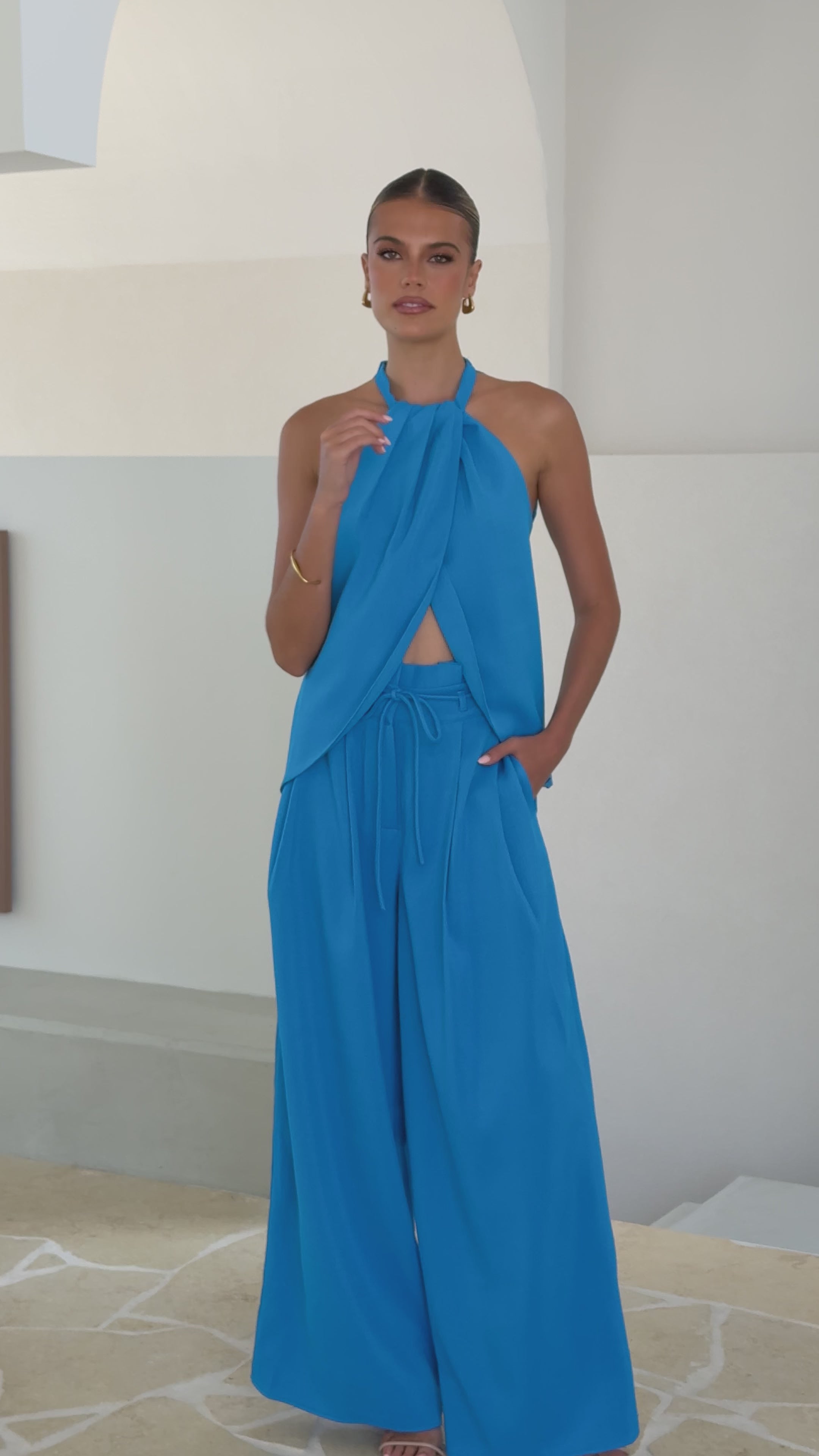 Melinda High Waist Pants - Blue