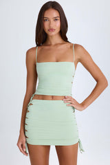Francisca-Ruched Cut-Out Mini Skirt in Green