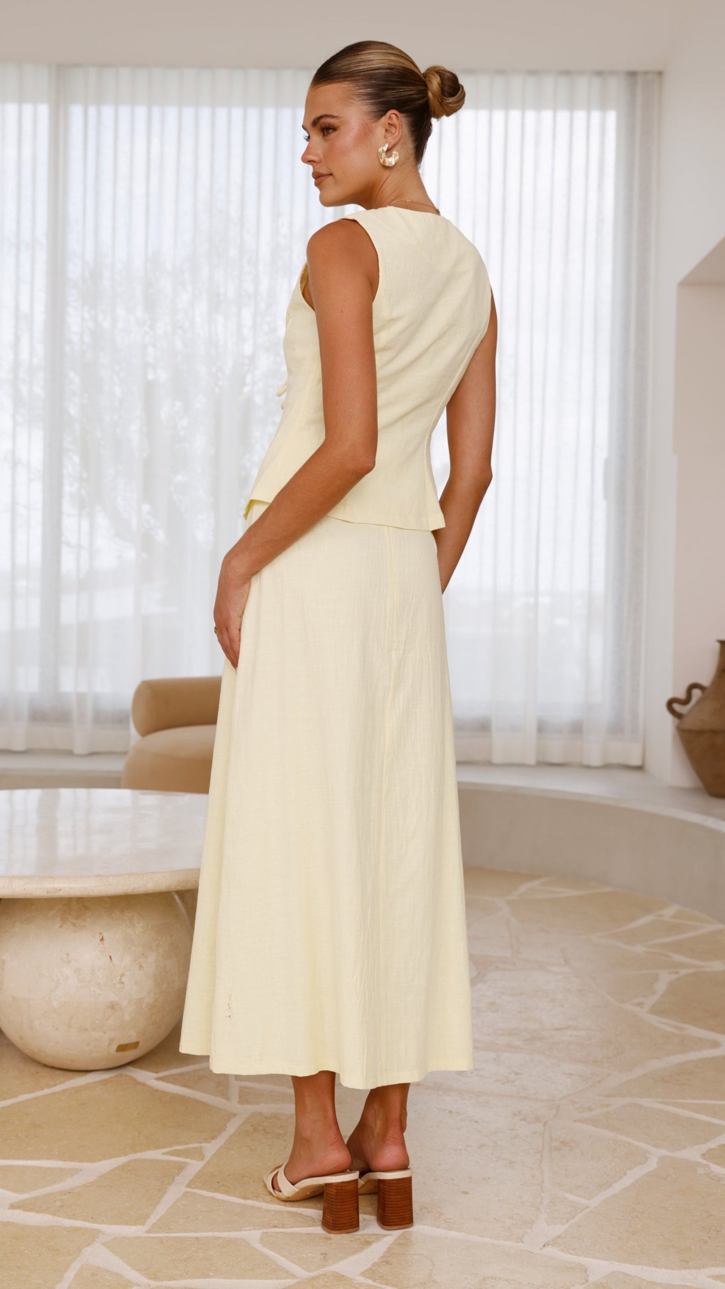 Daria Tie Front Top - Lemon