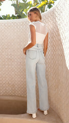 Sofia Sheer Stripe Knit Top - White