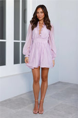 Romantic Fantasy Long Sleeve Mini Dress Lavender
