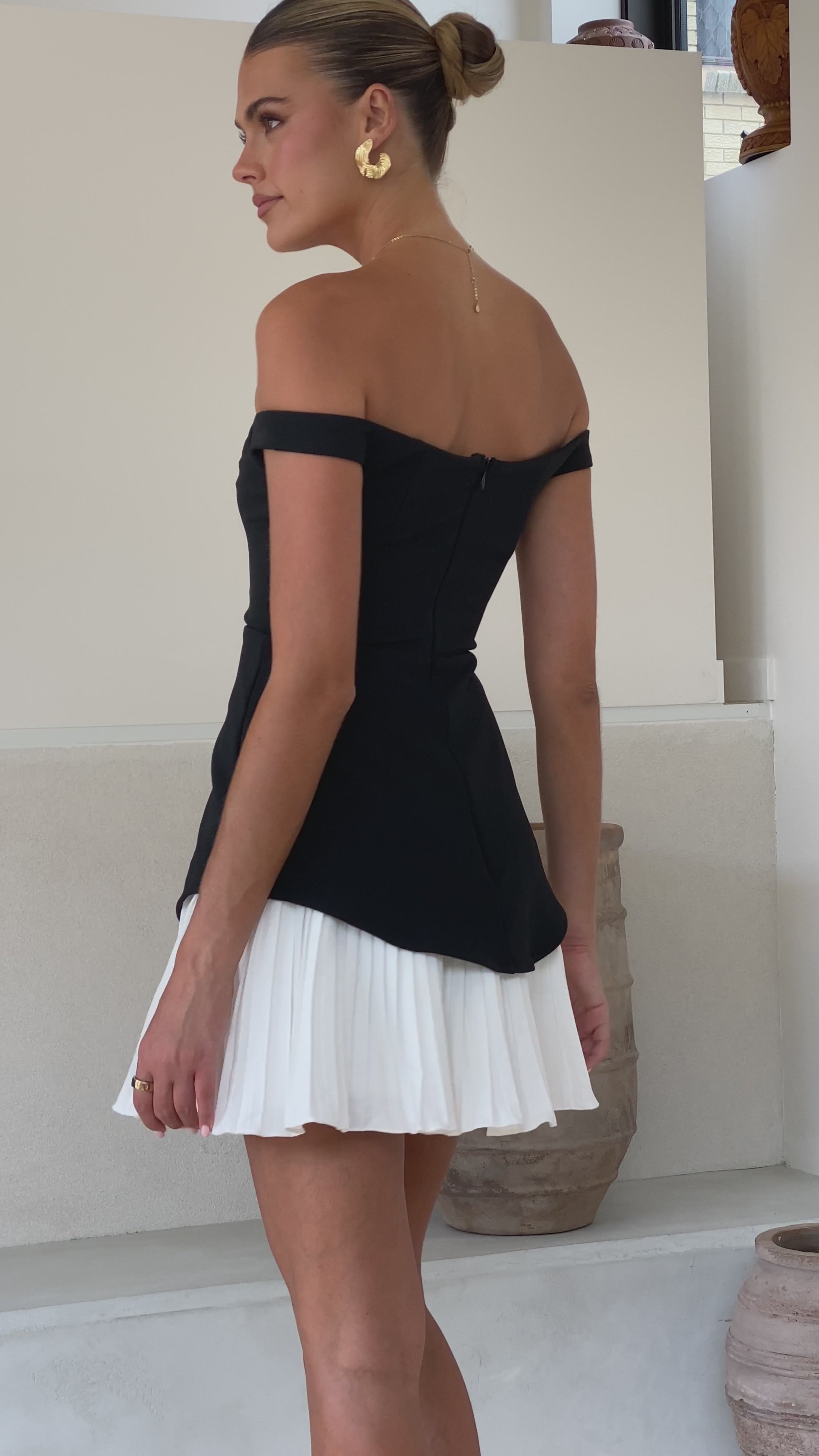 Talmai Mini Dress - Black / White