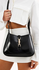 Alix Shoulder Bag - Black Crinkle Patent