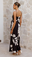 Carson Front Split Strapless Jumpsuit - Black Floral