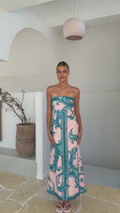 Madra Maxi Dress - Aqua / Pink Zayna