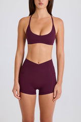 Soft Active Crossover Pocket Shorts in Burgundy