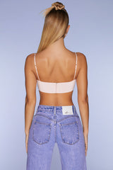 La Rochelle-Embellished Strap Crop Top in Blush