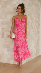 Margie Midi Dress - Pink Floral