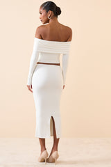 Livvy-Modal Mid-Rise Midaxi Skirt in White