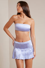 Cove-Satin Low-Rise Pleated Mini Skirt in Periwinkle