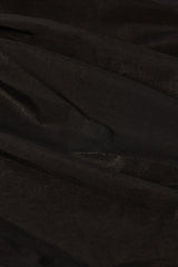 Amara-Petite Metallic Ruched Cut-Out Flared Jumpsuit in Black