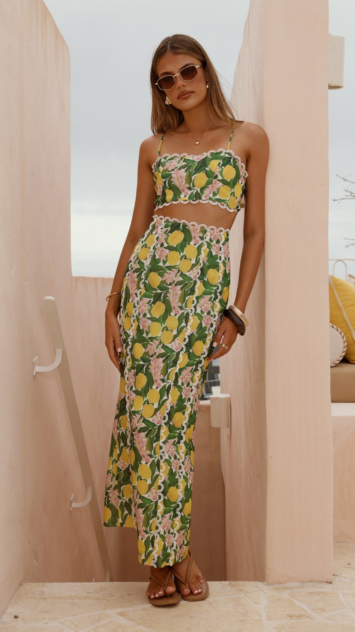 Nova Maxi Skirt - Lemon Print