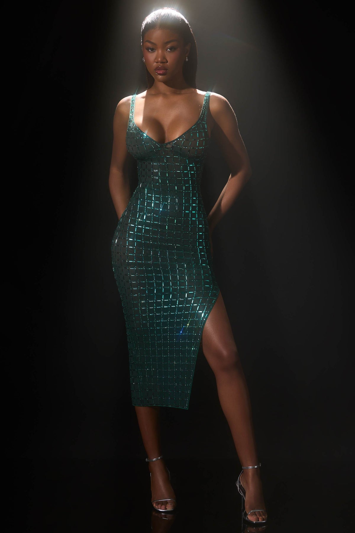 Claudie-Embellished Open-Back Midaxi Dress in Emerald Green
