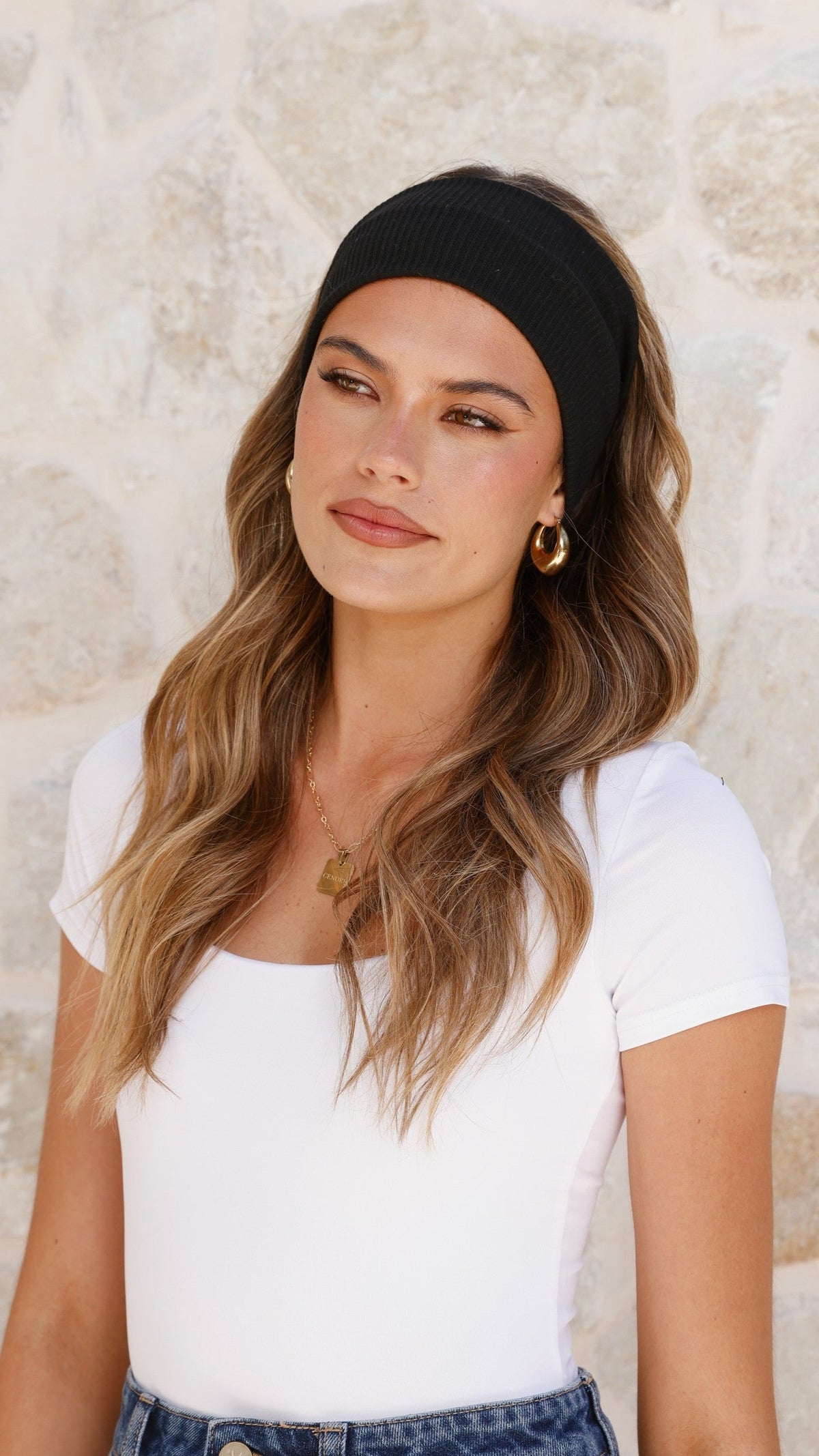 Asha Ribbed Headband - Black