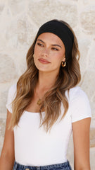 Asha Ribbed Headband - Black