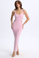 Sena-Plunge Cut-Out Maxi Dress in Blush Pink