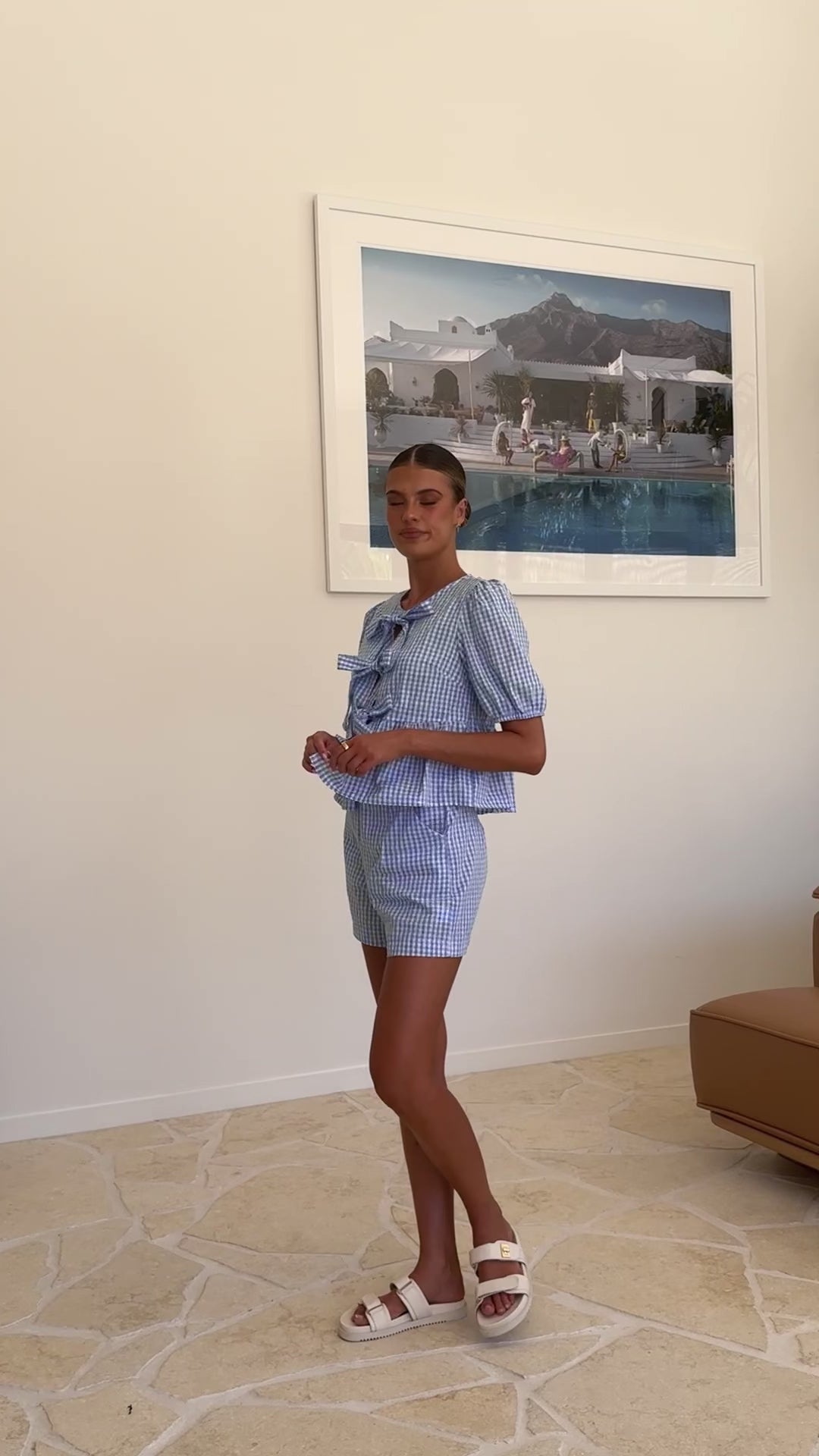 Belle Tie Front Shirt - Blue Check