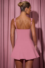 Janelle-Bow-Detail A-Line Mini Dress in Dusty Pink