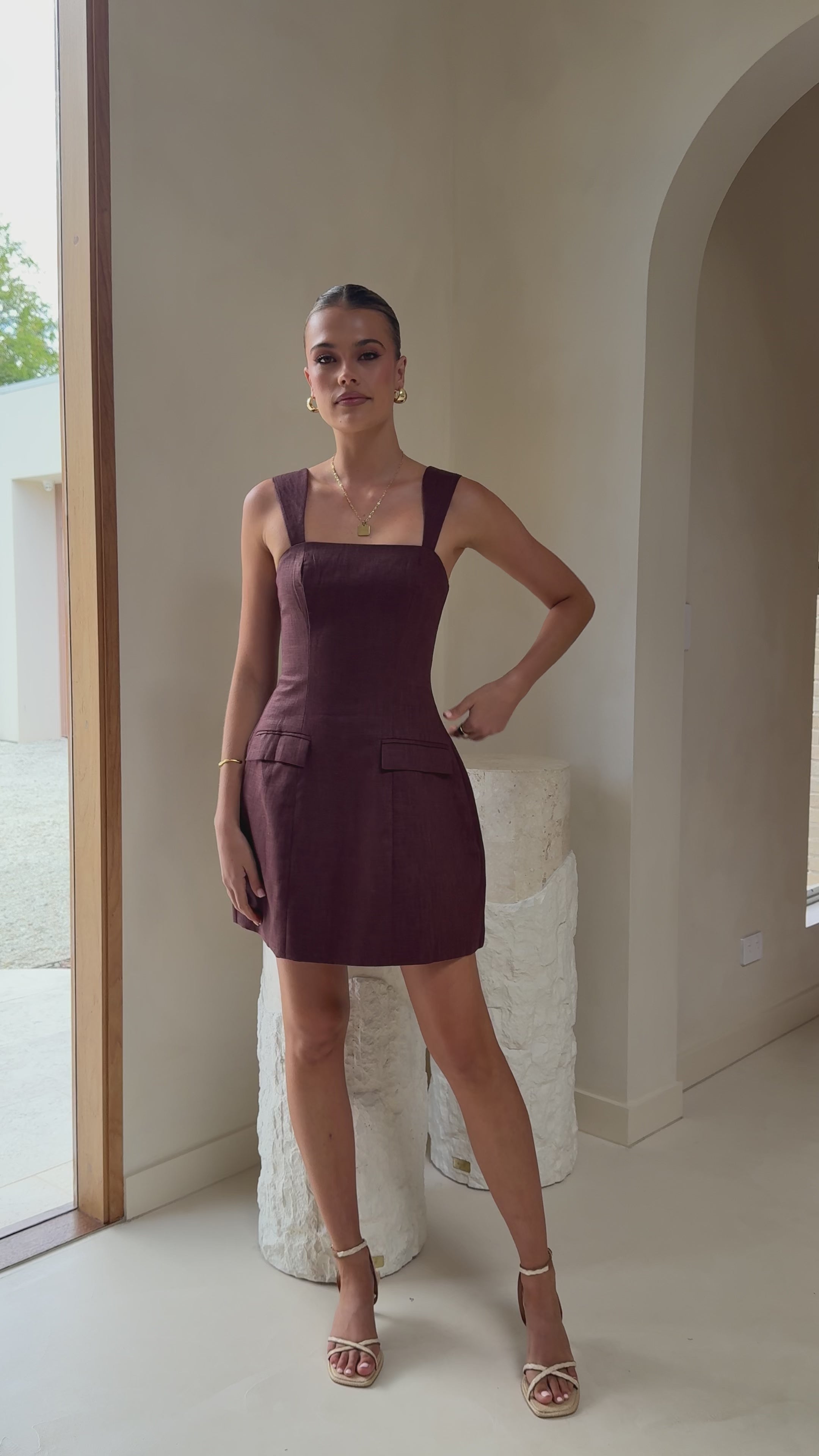 Hilarie Mini Dress - Brown