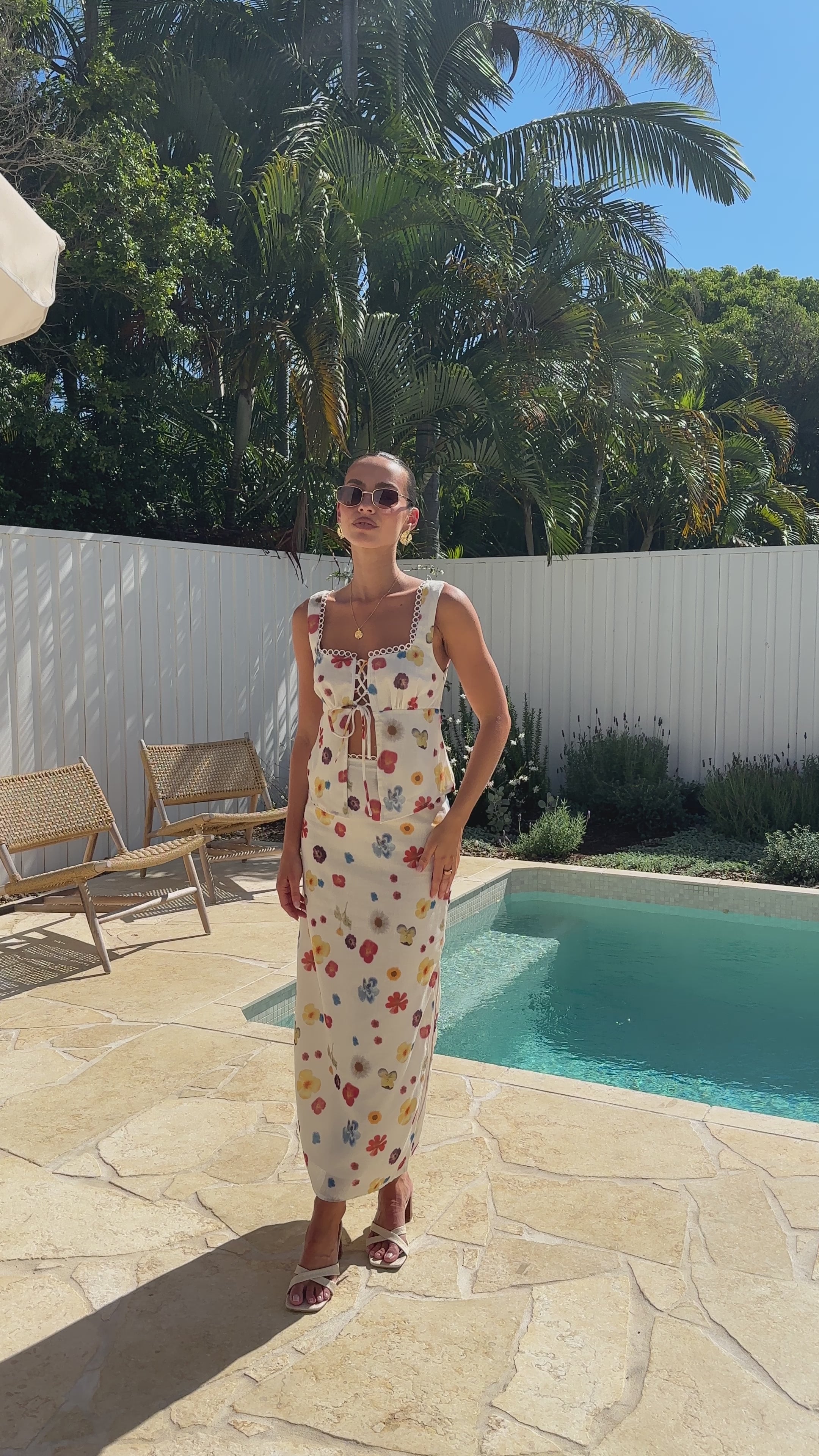 Vaiana Maxi Skirt - Cream / Floral