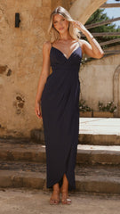 Charlotte Draped Maxi Dress - Navy