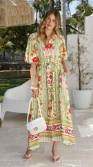 Artia Puff Sleeve Maxi Dress - Sunkissed Print