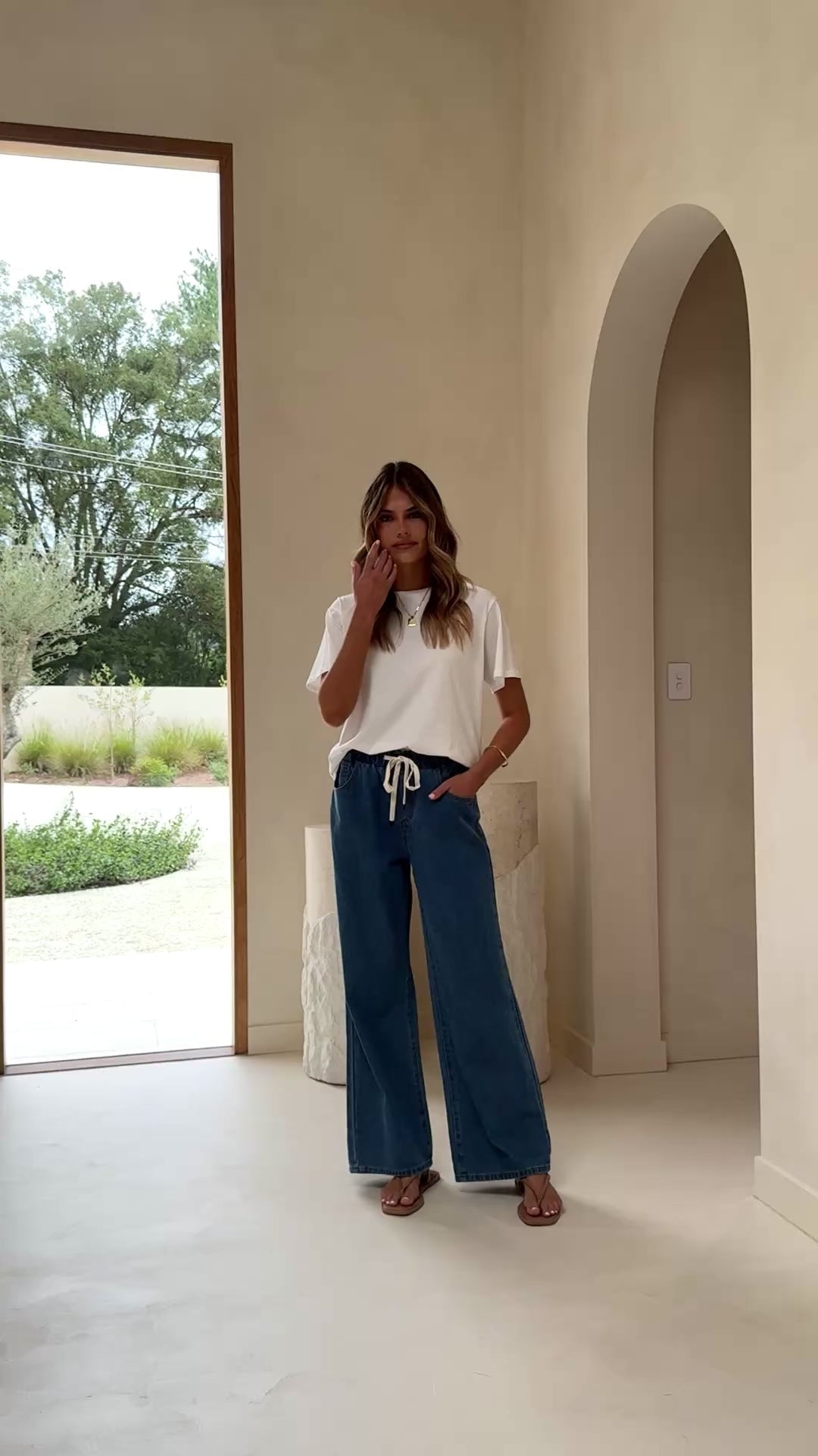 Elandra Wide Leg Pants - Dark Denim